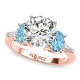 Round Lab Diamond & Oval Blue Topaz Engagement Ring 14K Rose Gold (4.18ct)