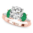 Round Lab Diamond & Oval Emerald Engagement Ring 14K Rose Gold (3.98ct)