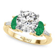Round Lab Diamond & Oval Emerald Engagement Ring 14K Yellow Gold (3.98ct)