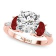 Round Lab Diamond & Oval Garnet Engagement Ring 18K Rose Gold (4.18ct)