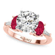 Round Lab Diamond & Oval Ruby Engagement Ring 14K Rose Gold (4.24ct)