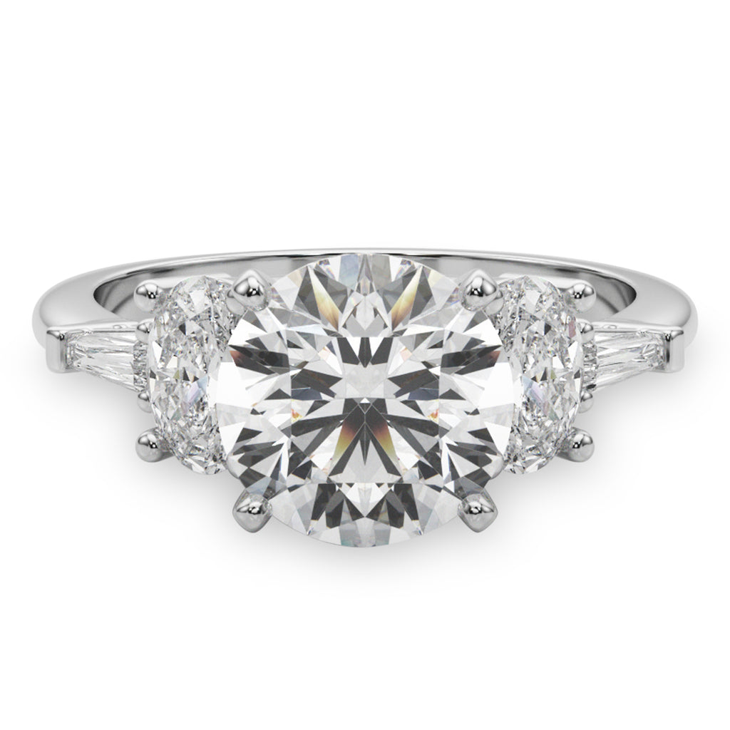 Round Moissanite & Lab Diamond Engagement Ring in Platinum (4.18ct)