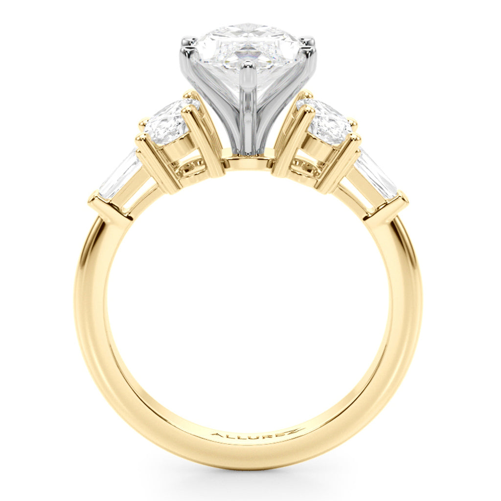 Marquise Lab Diamond Engagement Ring 14K Yellow Gold (4.18ct)