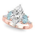 Marquise Lab Diamond & Oval Aquamarine Engagement Ring 14K Rose Gold (3.98ct)