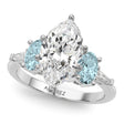 Marquise Lab Diamond & Oval Aquamarine Engagement Ring 14K White Gold (3.98ct)