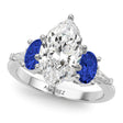 Marquise Lab Diamond & Oval Blue Sapphire Engagement Ring in Platinum (4.32ct)