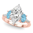Marquise Lab Diamond & Oval Blue Topaz Engagement Ring 14K Rose Gold (4.18ct)