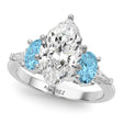 Marquise Lab Diamond & Oval Blue Topaz Engagement Ring in Platinum (4.18ct)