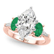 Marquise Lab Diamond & Oval Emerald Engagement Ring 14K Rose Gold (3.98ct)