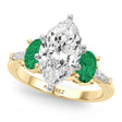Marquise Lab Diamond & Oval Emerald Engagement Ring 14K Yellow Gold (3.98ct)