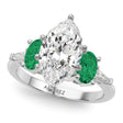 Marquise Lab Diamond & Oval Emerald Engagement Ring in Platinum (3.98ct)