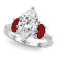 Marquise Lab Diamond & Oval Garnet Engagement Ring 14K White Gold (4.18ct)