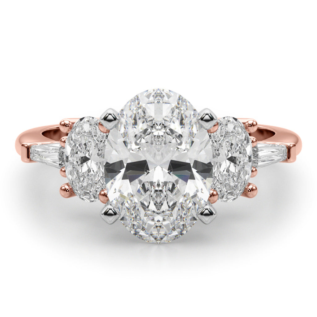 Oval Lab Diamond Engagement Ring 18K Rose Gold (4.18ct)
