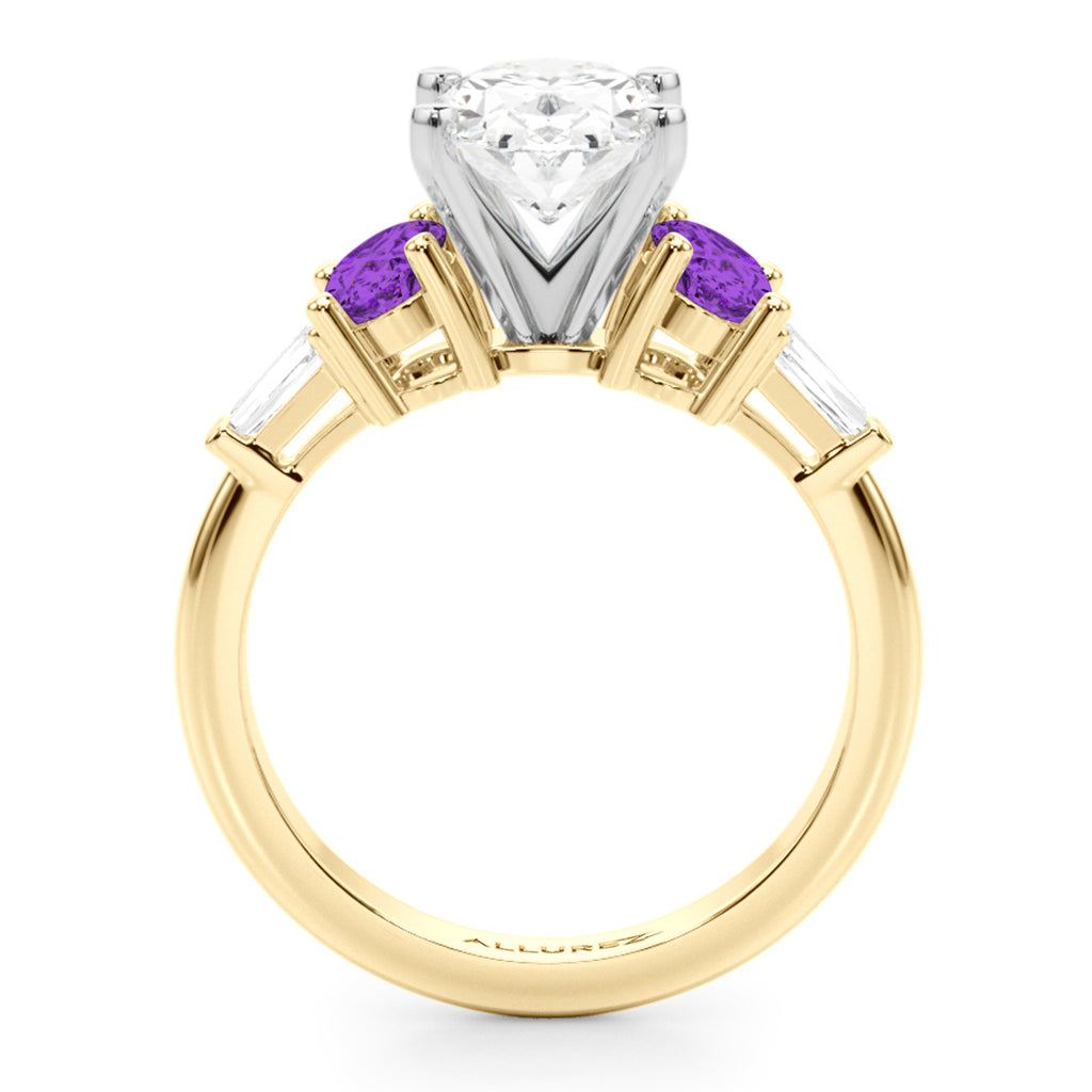 Oval Lab Diamond & Amethyst Engagement Ring 14K Yellow Gold (3.98ct)