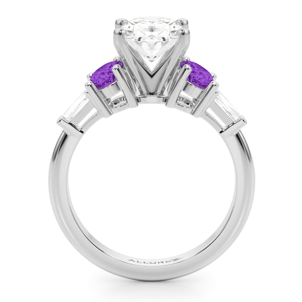 Oval Lab Diamond & Amethyst Engagement Ring in Palladium (3.98ct)