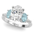 Oval Lab Diamond & Aquamarine Engagement Ring 14K White Gold (3.98ct)