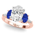 Oval Lab Diamond & Blue Sapphire Engagement Ring 14K Rose Gold (4.32ct)