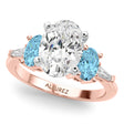 Oval Lab Diamond & Blue Topaz Engagement Ring 18K Rose Gold (4.18ct)