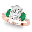Oval Lab Diamond & Emerald Engagement Ring 18K Rose Gold (3.98ct)