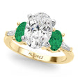 Oval Lab Diamond & Emerald Engagement Ring 18K Yellow Gold (3.98ct)