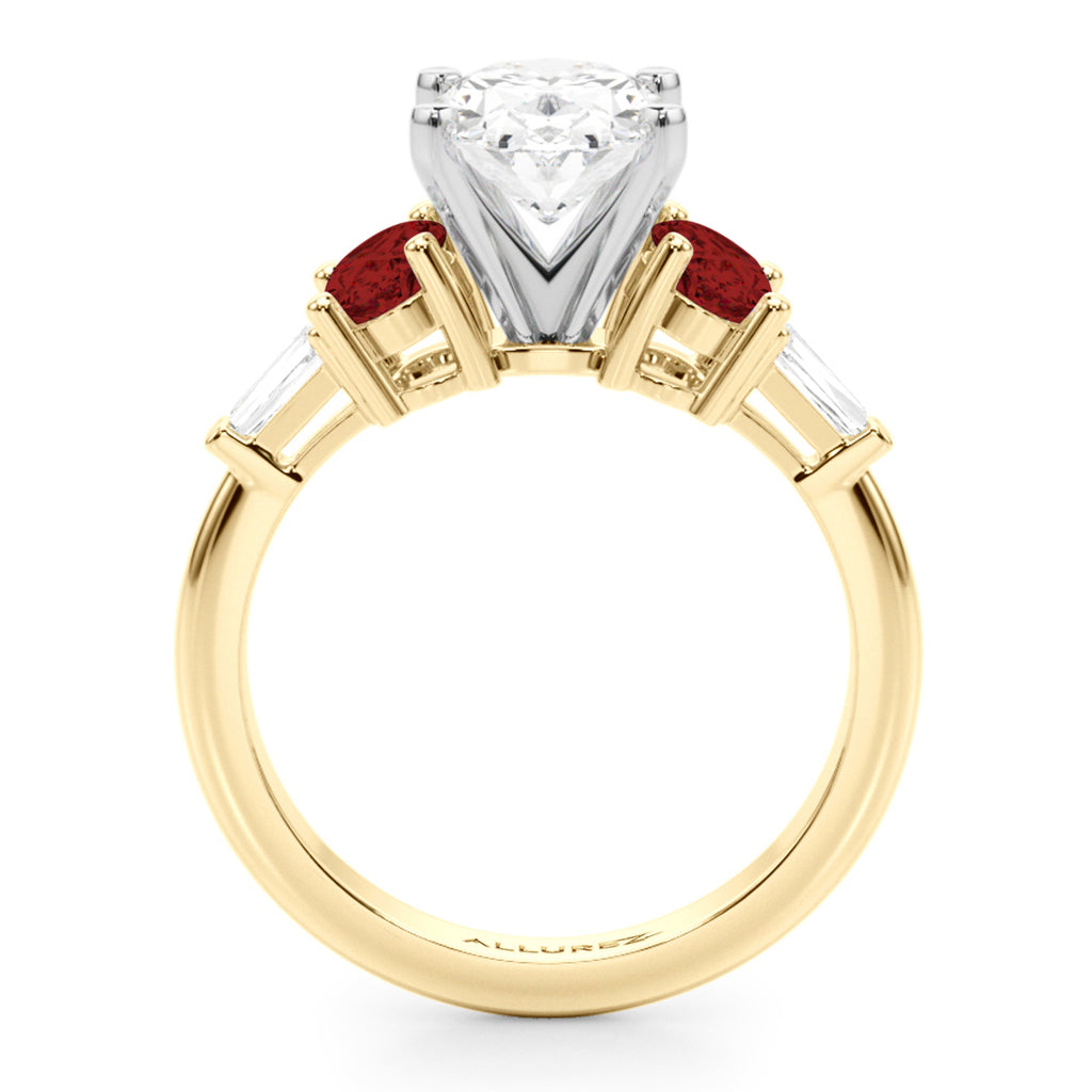 Oval Lab Diamond & Garnet Engagement Ring 14K Yellow Gold (4.18ct)