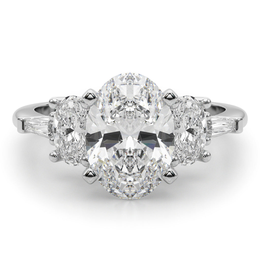 Oval Lab Diamond Engagement Ring in Palladium (4.18ct)