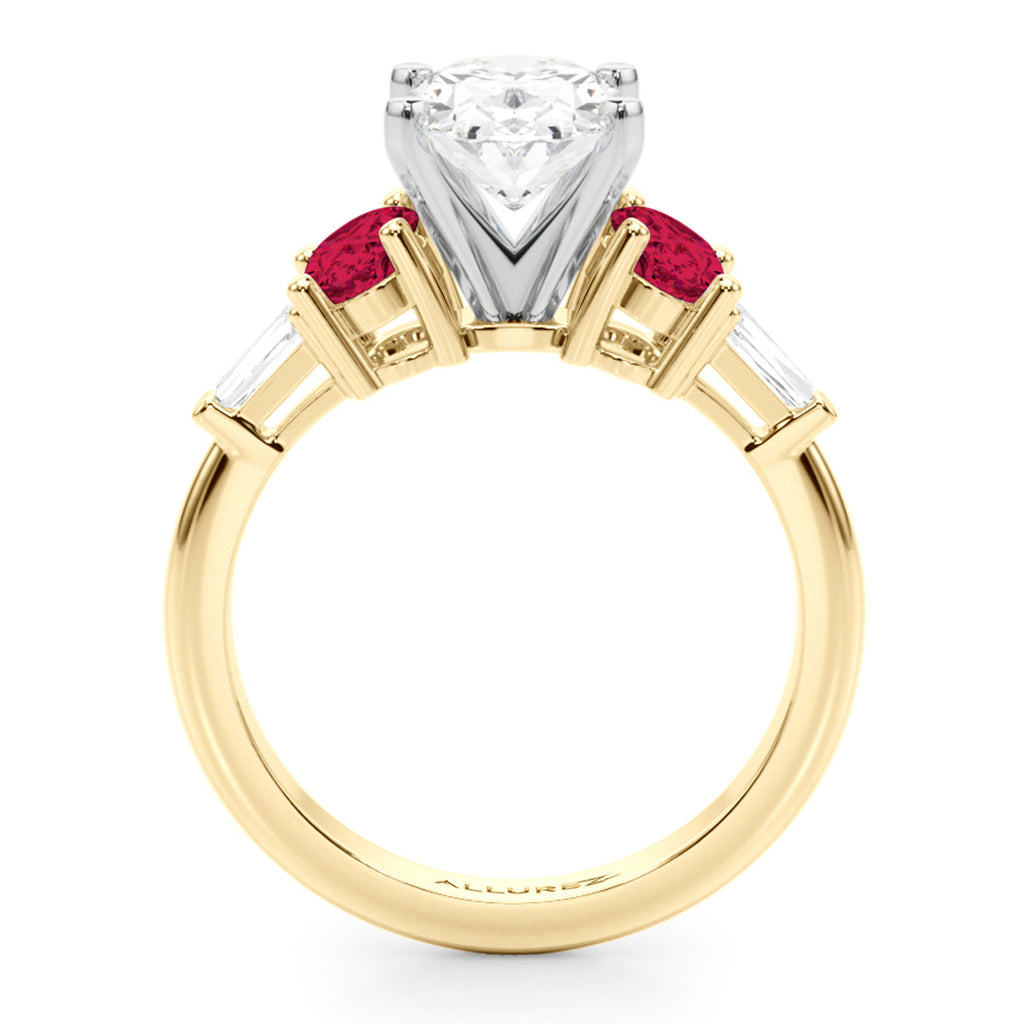 Oval Lab Diamond & Ruby Engagement Ring 18K Yellow Gold (4.24ct)