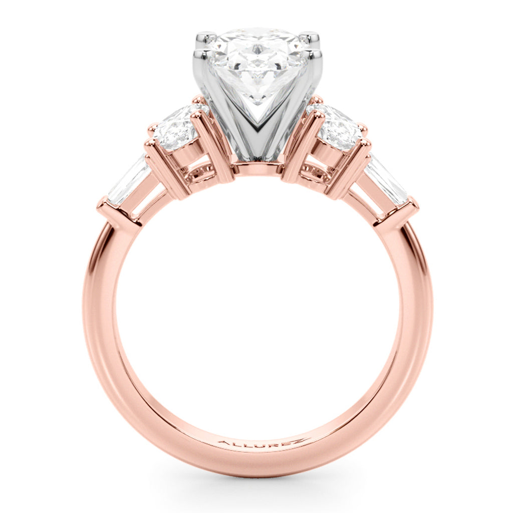 Oval Moissanite & Lab Diamond Engagement Ring 18K Rose Gold (4.18ct)