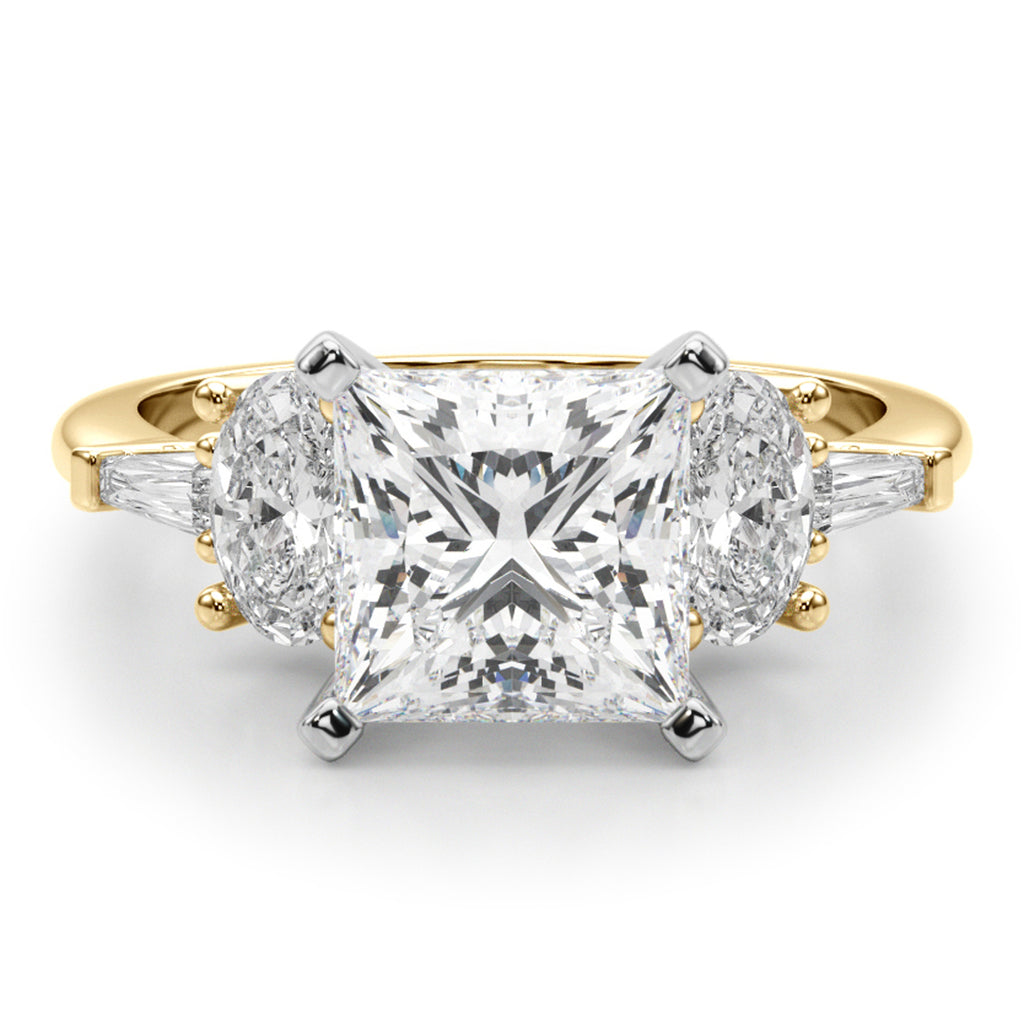 Princess Cut Lab Diamond Engagement Ring 18K Yellow Gold (4.18ct)