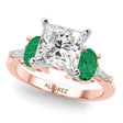 Princess Cut Lab Diamond & Oval Emerald Engagement Ring 14K Rose Gold (3.98ct)