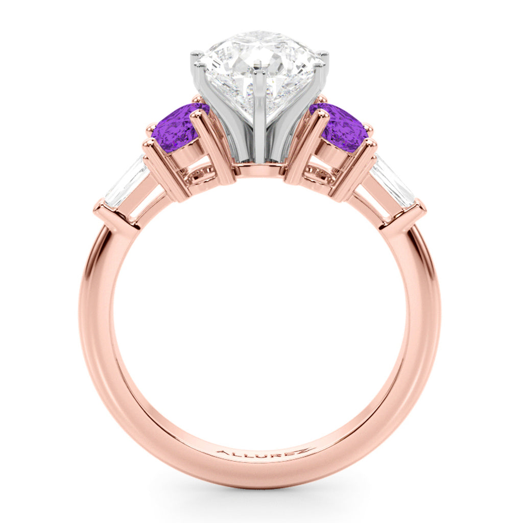 Pear Lab Diamond & Oval Amethyst Engagement Ring 18K Rose Gold (3.98ct)