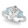 Pear Lab Diamond & Oval Aquamarine Engagement Ring 14K White Gold (3.98ct)