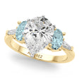 Pear Lab Diamond & Oval Aquamarine Engagement Ring 14K Yellow Gold (3.98ct)