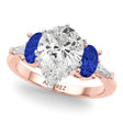 Pear Lab Diamond & Oval Blue Sapphire Engagement Ring 14K Rose Gold (4.32ct)