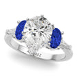 Pear Lab Diamond & Oval Blue Sapphire Engagement Ring in Palladium (4.32ct)