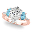 Pear Lab Diamond & Oval Blue Topaz Engagement Ring 18K Rose Gold (4.18ct)