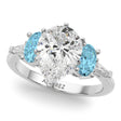 Pear Lab Diamond & Oval Blue Topaz Engagement Ring in Palladium (4.18ct)