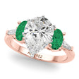 Pear Lab Diamond & Oval Emerald Engagement Ring 14K Rose Gold (3.98ct)