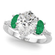 Pear Lab Diamond & Oval Emerald Engagement Ring in Palladium (3.98ct)