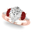 Pear Lab Diamond & Oval Garnet Engagement Ring 14K Rose Gold (4.18ct)
