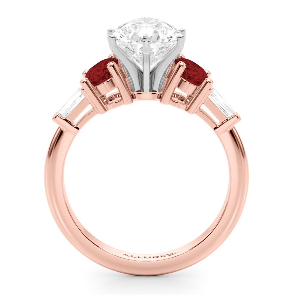 Pear Lab Diamond & Oval Garnet Engagement Ring 14K Rose Gold (4.18ct)