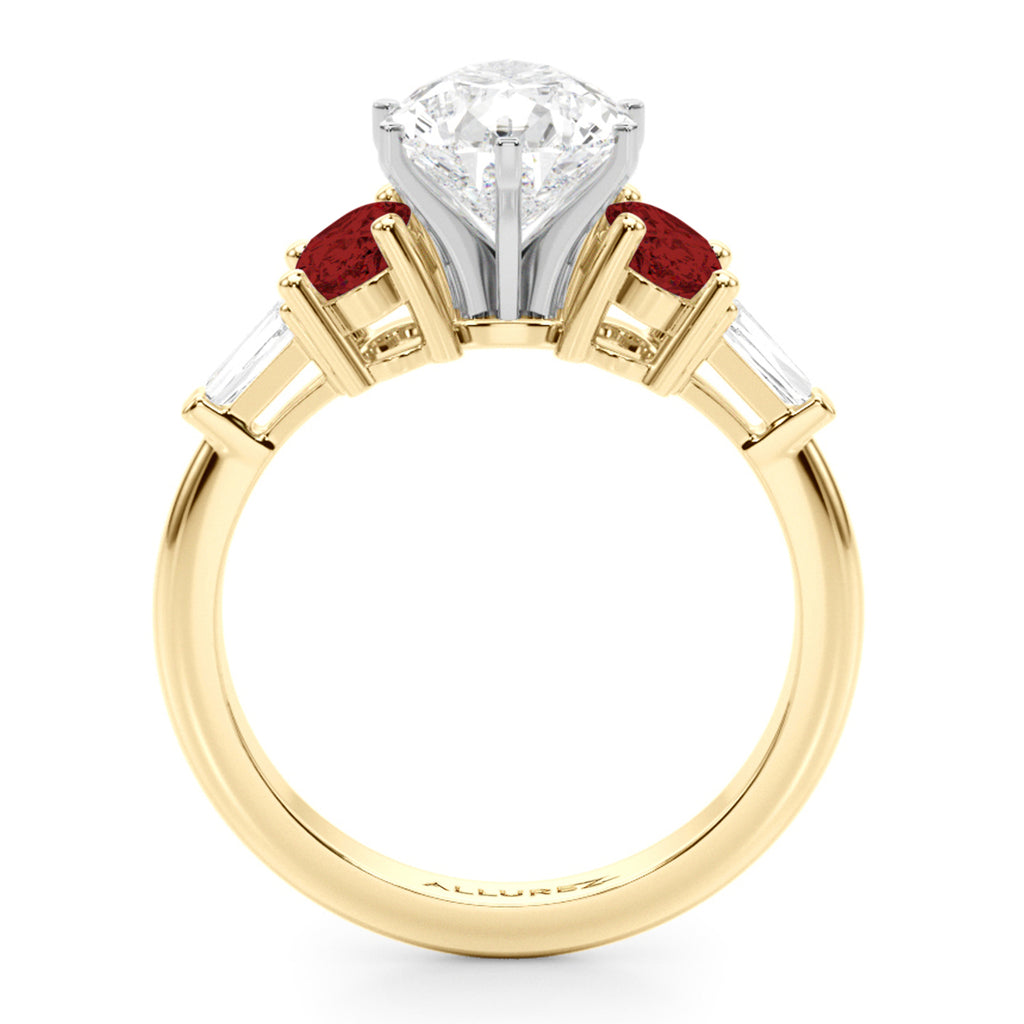 Pear Lab Diamond & Oval Garnet Engagement Ring 18K Yellow Gold (4.18ct)