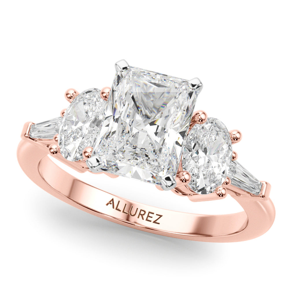 Radiant Lab Diamond Engagement Ring 14K Rose Gold (4.18ct)
