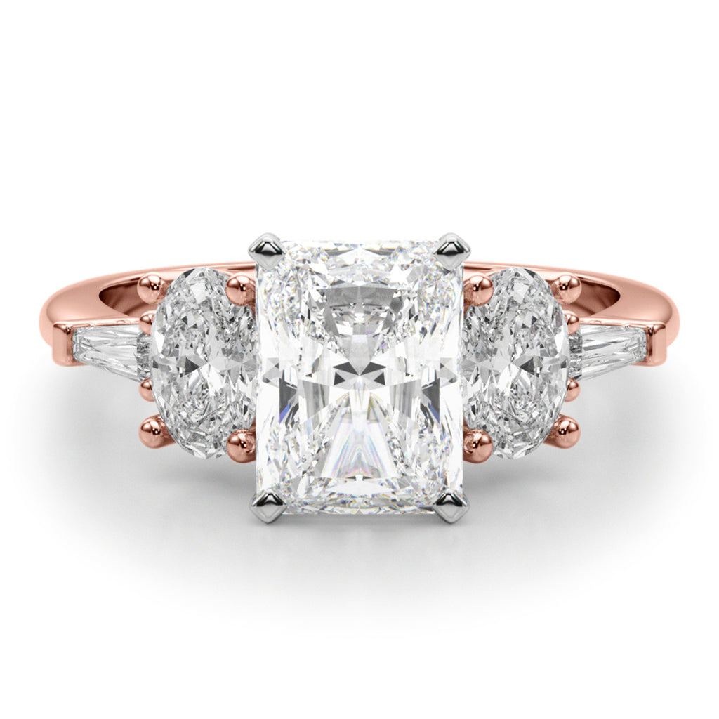 Radiant Lab Diamond Engagement Ring 14K Rose Gold (4.18ct)