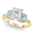 Radiant Lab Diamond & Oval Aquamarine Engagement Ring 14K Yellow Gold (3.98ct)