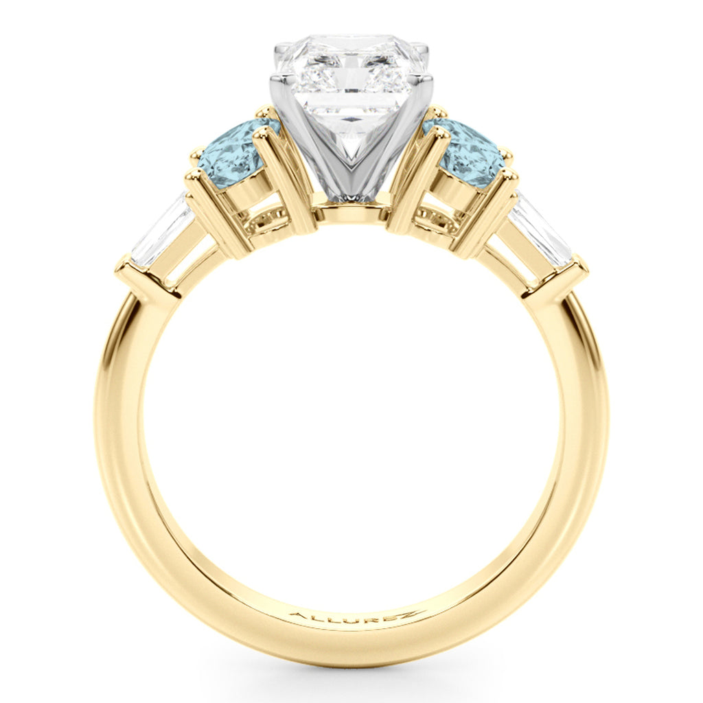 Radiant Lab Diamond & Oval Aquamarine Engagement Ring 14K Yellow Gold (3.98ct)
