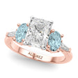 Radiant Lab Diamond & Oval Aquamarine Engagement Ring 18K Rose Gold (3.98ct)