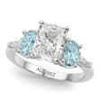 Radiant Lab Diamond & Oval Aquamarine Engagement Ring 18K White Gold (3.98ct)