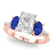 Radiant Lab Diamond & Oval Blue Sapphire Engagement Ring 14K Rose Gold (4.32ct)