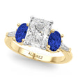 Radiant Lab Diamond & Oval Blue Sapphire Engagement Ring 14K Yellow Gold (4.32ct)